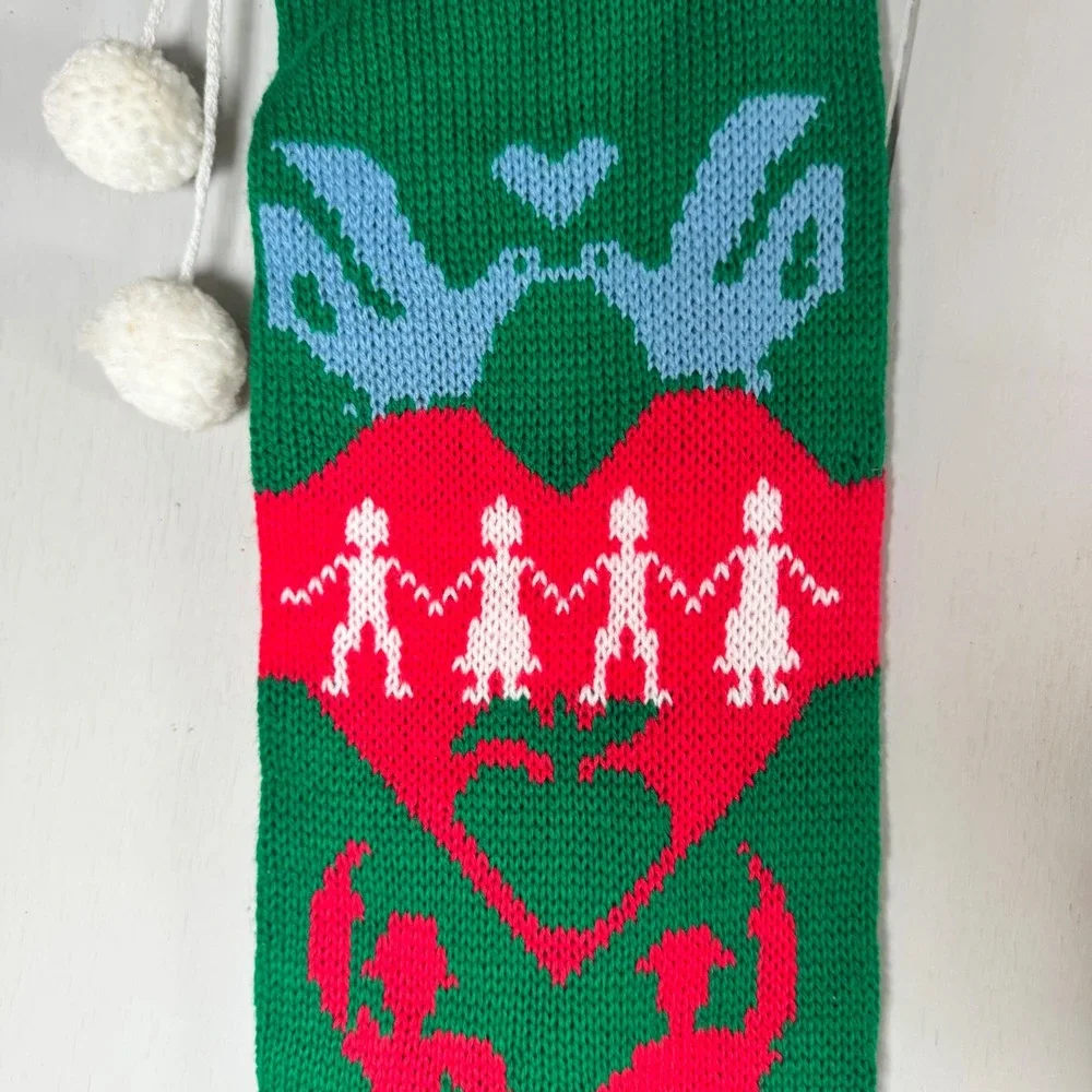 Vintage‎ 80s JOY Knit Christmas Stocking Friendship Birds Acrylic Made in Taiwan